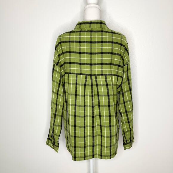 Roxy x Chloe Kim Green Black Plaid Button Down Shirt Shacket Medium - Picture 8 of 10